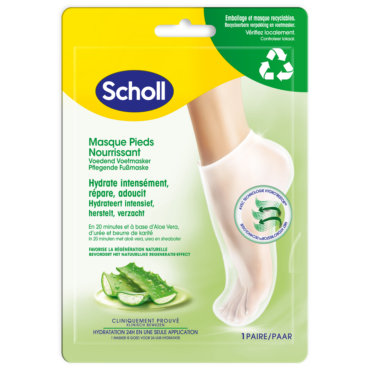 Dr. Scholl's Voetmasker hydra & verzachtend aloe vera 1.00 Paar