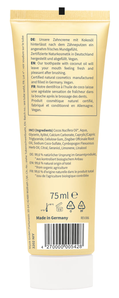Niyok tandpasta lemongrass ginger 75.00 Milliliter