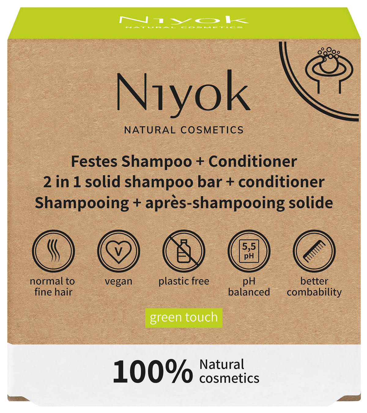 Niyok 2 in 1 shampoo/condition green touch 80.00 Gram