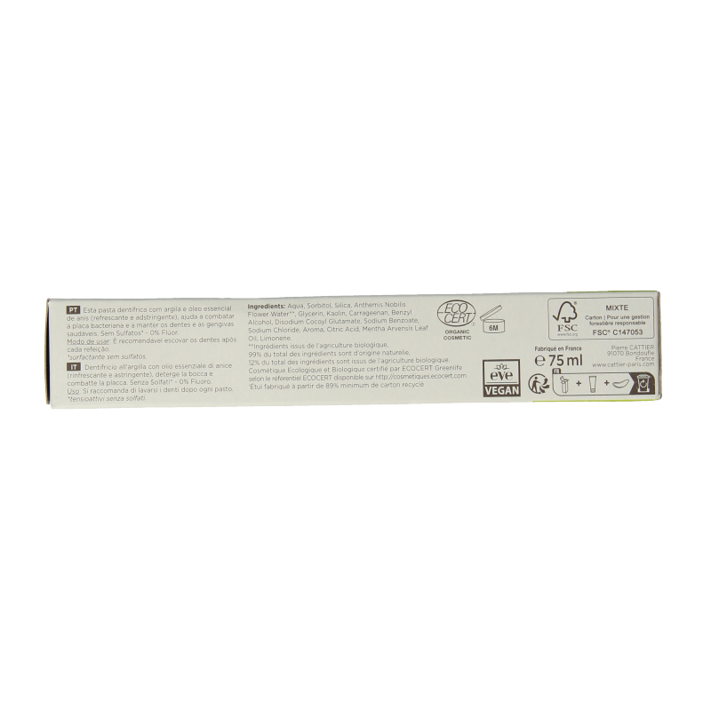 Cattier Tandpasta anijs 75 Milliliter