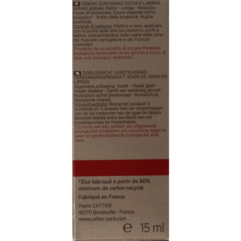Cattier Oog- en lipcontour bio 15 Milliliter