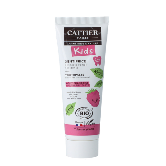 Cattier Tandpasta framboos 2-6 jaar 50 Milliliter