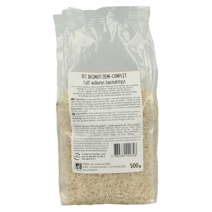 Primeal Halfvolkoren basmati rijst bio 500 Gram
