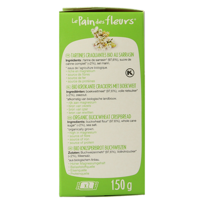 Pain Des Fleurs Krokante crackers boekweit glutenvrij bio 150.00 Gram