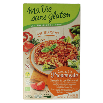 Ma Vie Sans Provencaalse burgers 2 x 100g glutenvrij vegan bio 2 Stuks