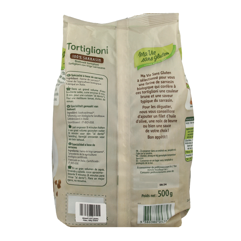 Ma Vie Sans Tortiglioni pasta van boekweit glutenvrij bio 500 Gram