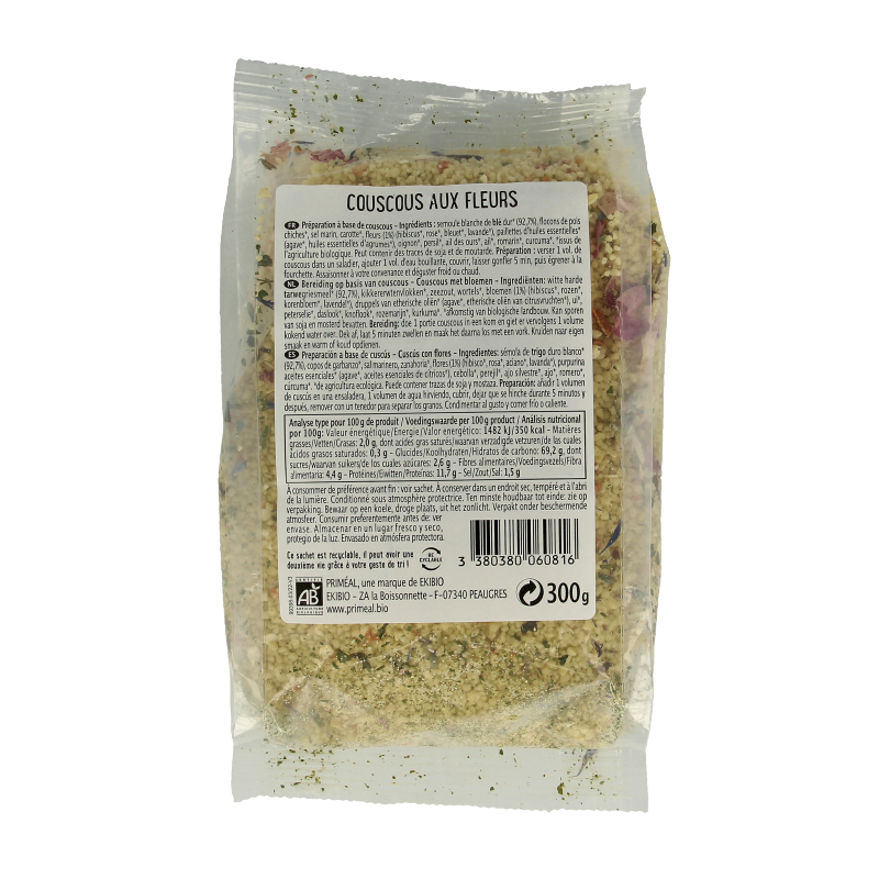 Primeal Couscous met bloemen bio 300 Gram