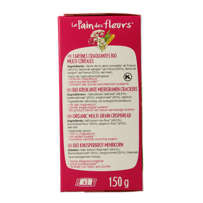 Pain Des Fleurs Krokante crackers meergranen glutenvrij bio 150.00 Gram