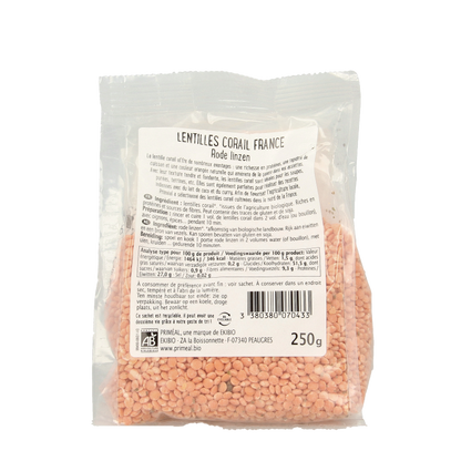 Primeal Rode linzen bio 250 Gram