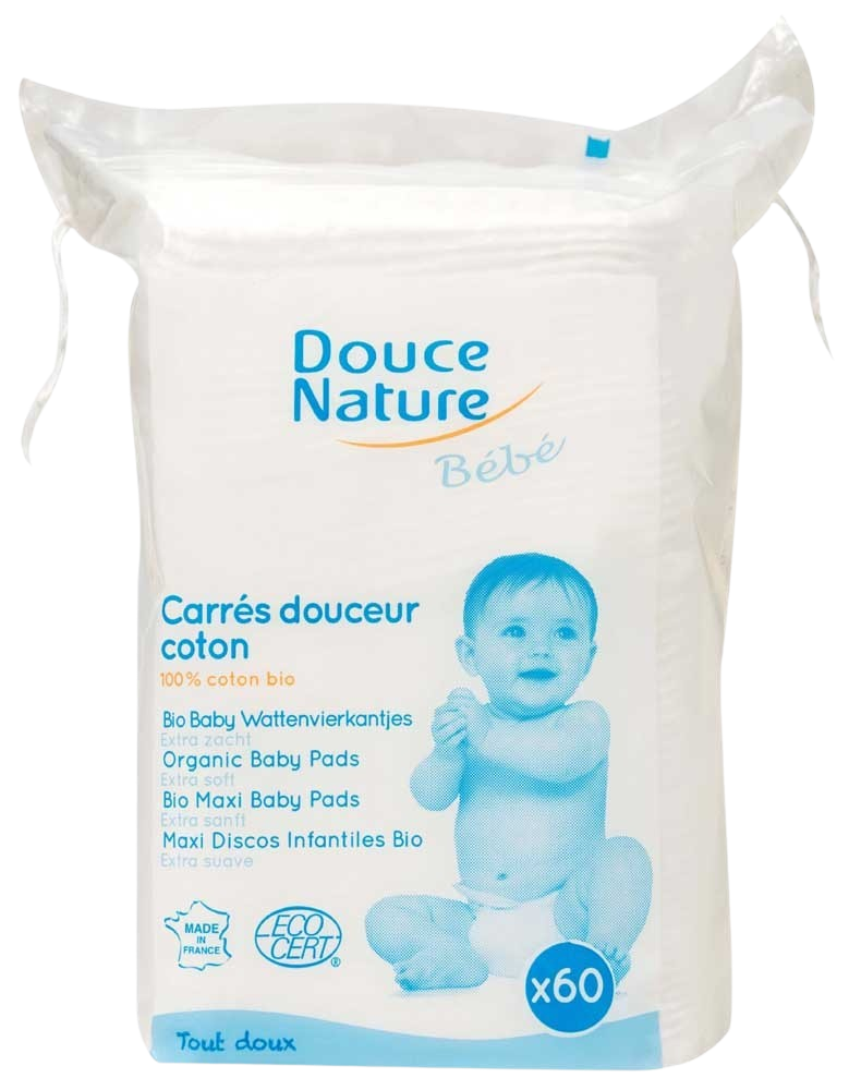 Douce Nature Baby wattenvierkantjes bio 60 Stuks