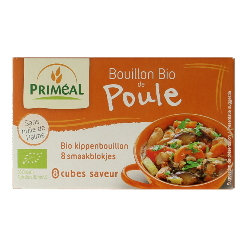Primeal Kippenbouillon blokjes 10 gram bio 8 Stuks