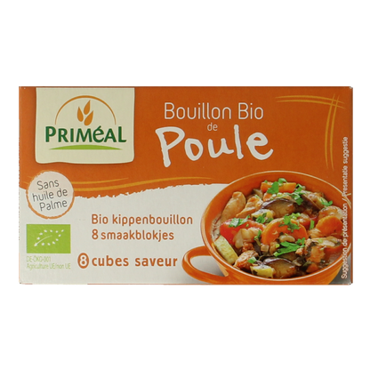 Primeal Kippenbouillon blokjes 10 gram bio 8 Stuks