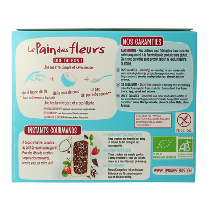 Pain Des Fleurs Krokante crackers kokos glutenvrij bio 150.00 Gram