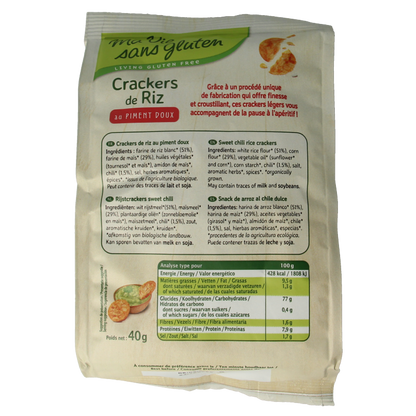 Ma Vie Sans Rijstcrackers sweet chili glutenvrij bio 40 Gram