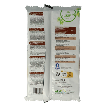Bisson Chocolade wafels gaufrettes bio 190 Gram