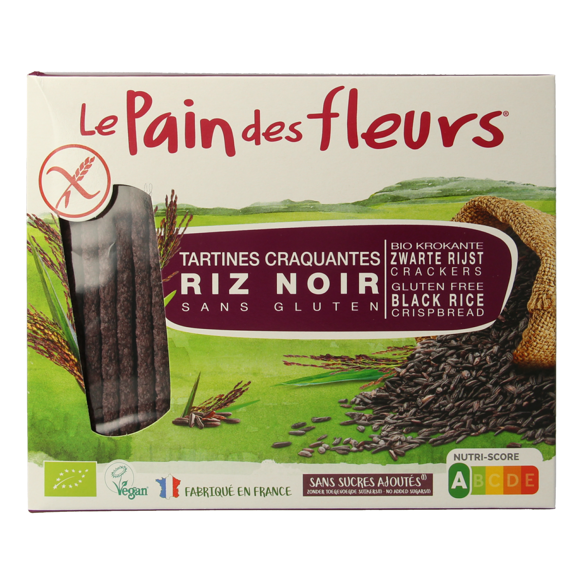 Pain Des Fleurs Krokante crackers zwarte rijst glutenvrij bio 150.00 Gram