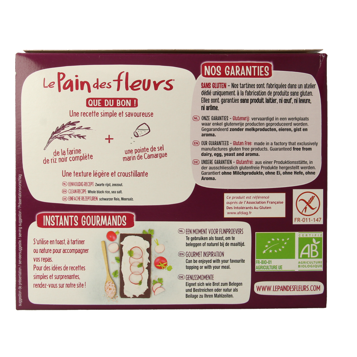 Pain Des Fleurs Krokante crackers zwarte rijst glutenvrij bio 150.00 Gram