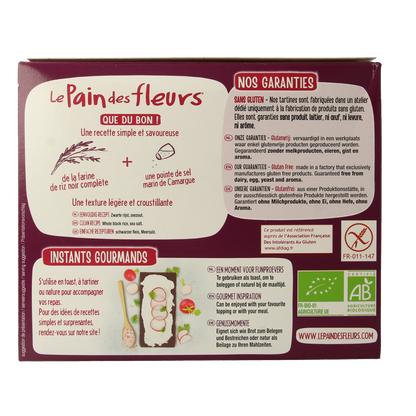 Pain Des Fleurs Krokante crackers zwarte rijst glutenvrij bio 150.00 Gram
