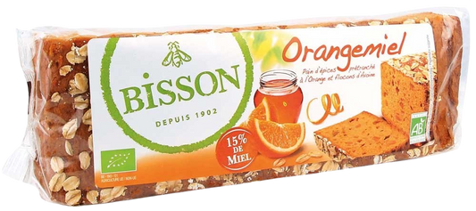 Bisson Orangemiel honingkoek sinaasappel voorgesneden bio 300 Gram