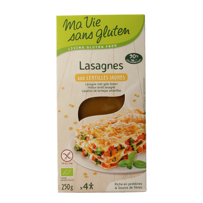 Ma Vie Sans Lasagnebladen van gele linzen glutenvrij bio 250 Gram