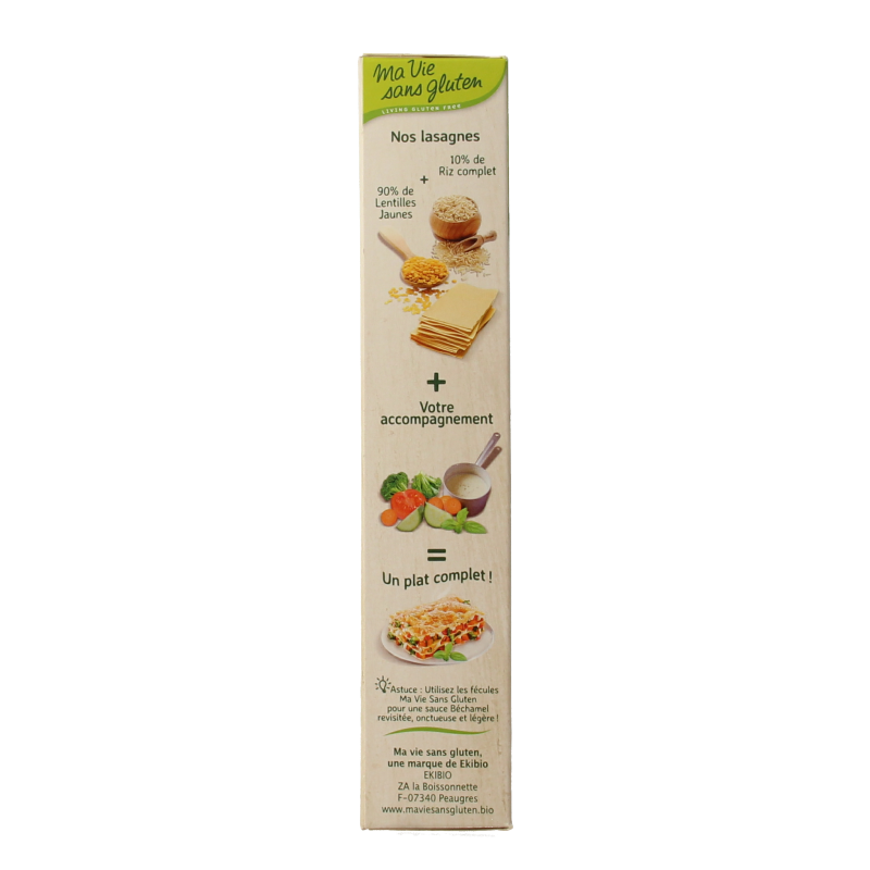 Ma Vie Sans Lasagnebladen van gele linzen glutenvrij bio 250 Gram