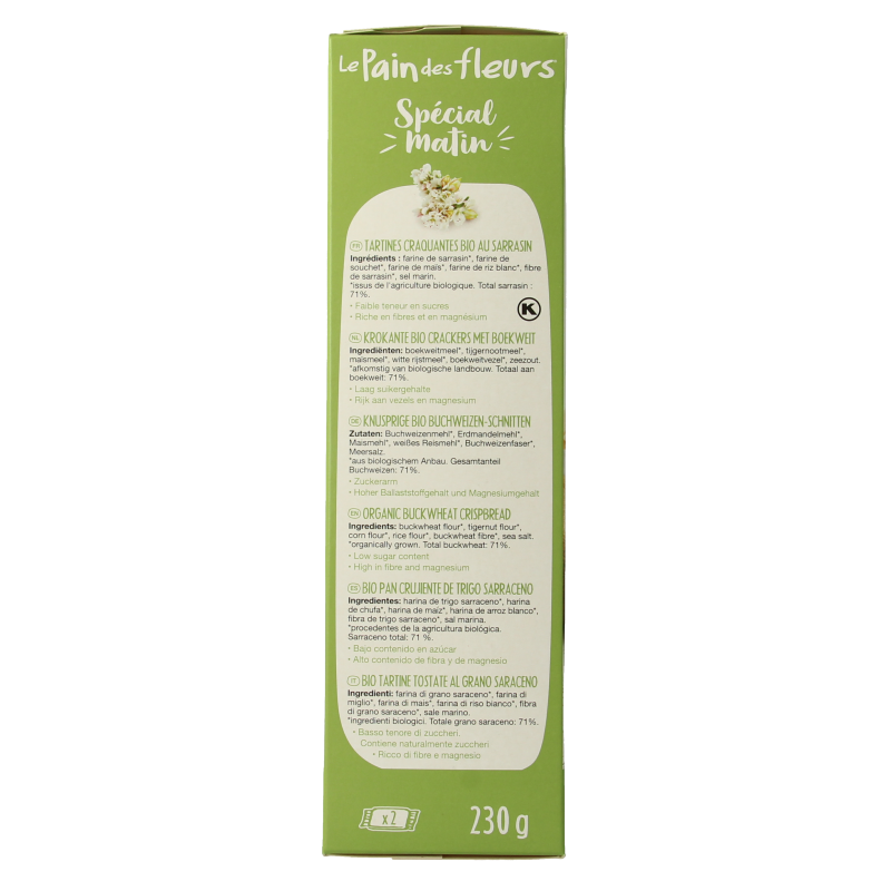 Pain Des Fleurs Special matin boekweit ontbijtcrackers bio 230 Gram