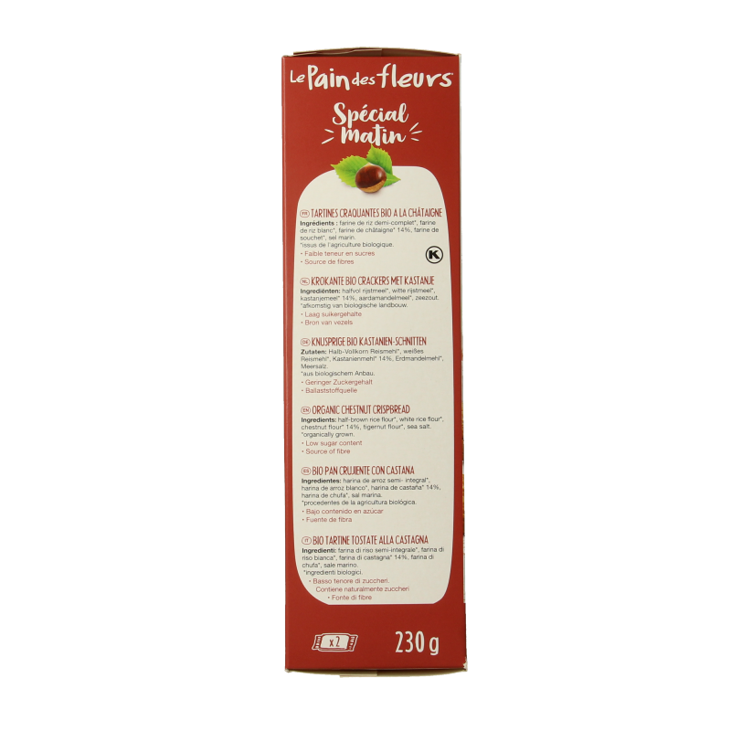 Pain Des Fleurs Special matin kastanje ontbijtcrackers bio 230 Gram