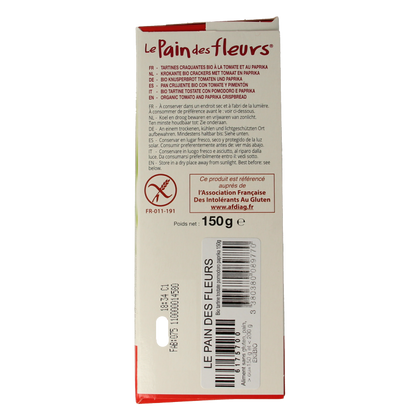 Pain Des Fleurs Aperitif crackers tomaat paprika glutenvrij bio  150 Gram