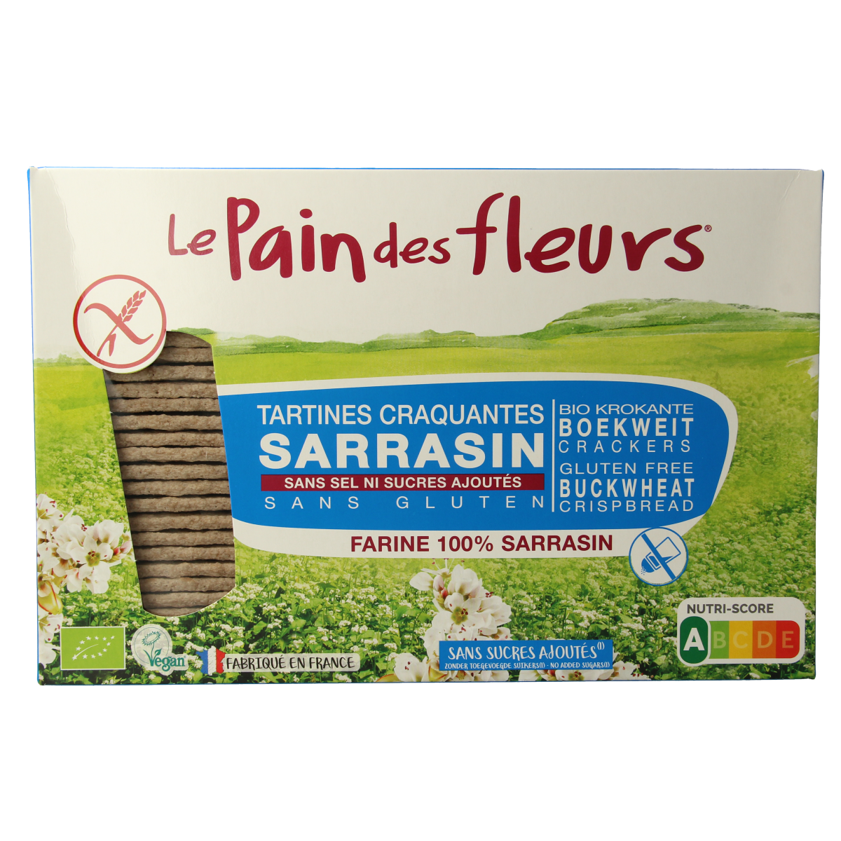 Pain Des Fleurs Krokante crackers boekweit zoutloos glutenvrij bio 300.00 Gram