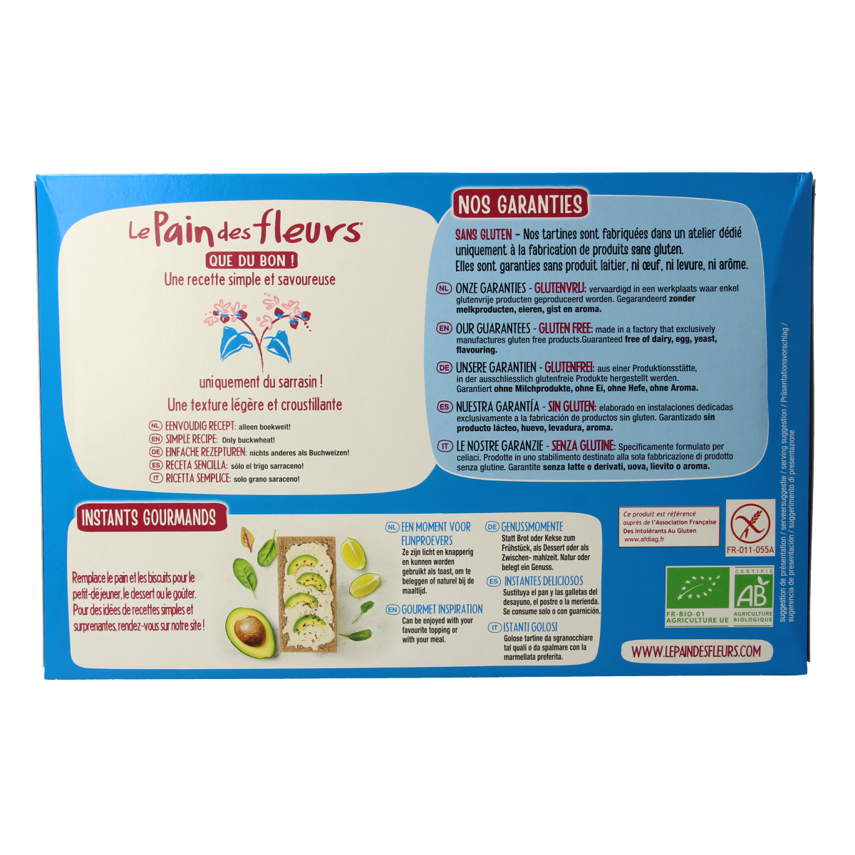 Pain Des Fleurs Krokante crackers boekweit zoutloos glutenvrij bio 300.00 Gram