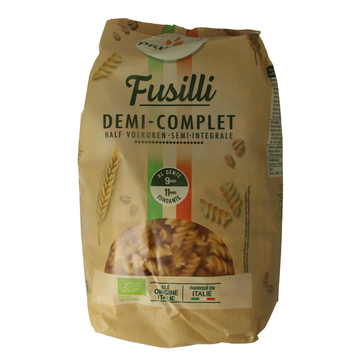 Primeal Fusilli halfvolkoren familie verpakking bio 1.00 Kilogram