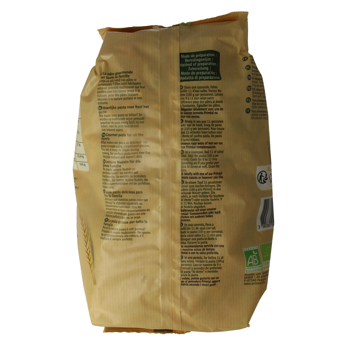 Primeal Fusilli halfvolkoren familie verpakking bio 1.00 Kilogram