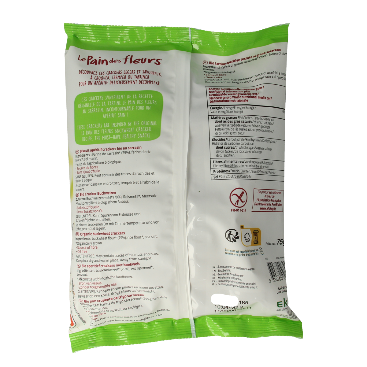 Pain Des Fleurs Salty snack boekweit bio 75.00 Gram