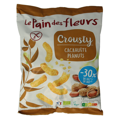 Pain Des Fleurs Chips gepoft pinda -30% zout glutenvrij vegan bio 75 Gram