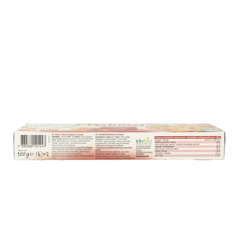 Bisson Palmier bladerdeegkoek caramel bio 100 Gram