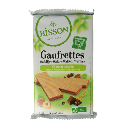 Bisson Wafels choco hazelnoot bio 200 Gram