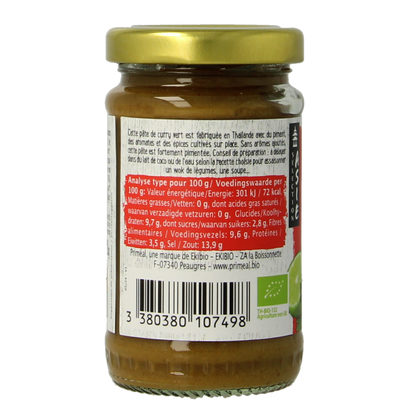 Primeal Groene curry pasta bio 120.00 Gram