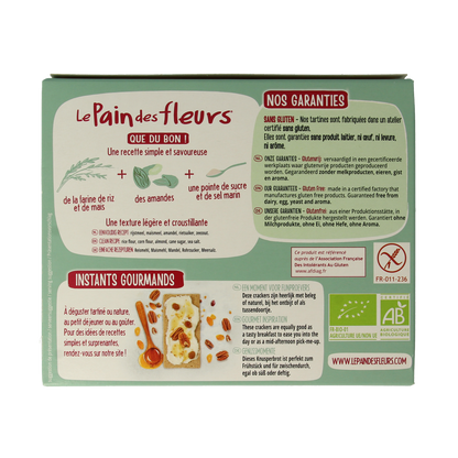 Pain Des Fleurs Krokante crackers amandel glutenvrij bio  150.00 Gram