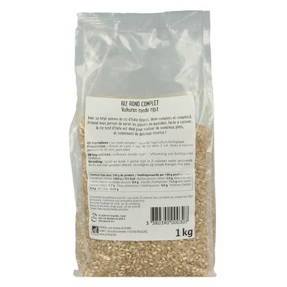 Primeal Volkoren ronde rijst uit Italie bio 1 Kilogram