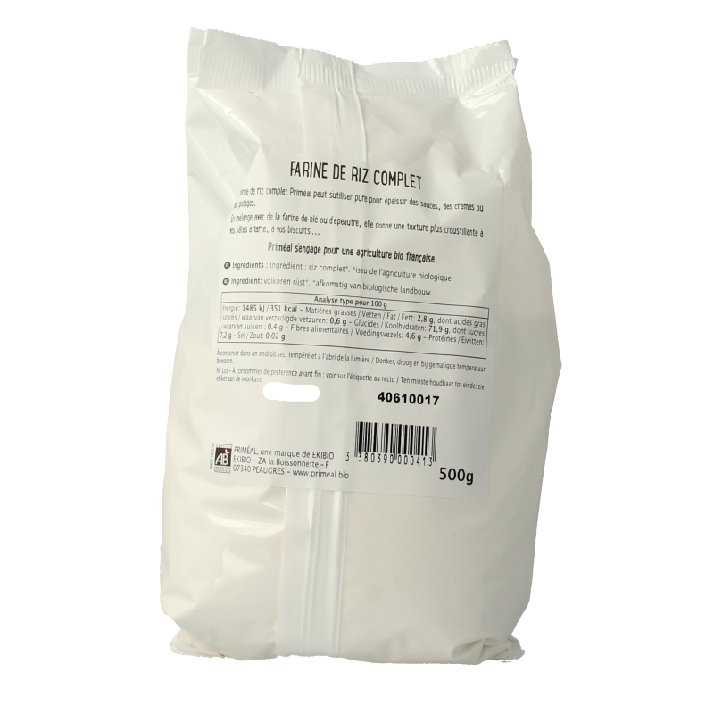 Primeal Volkoren bruine rijstmeel bio 500 Gram