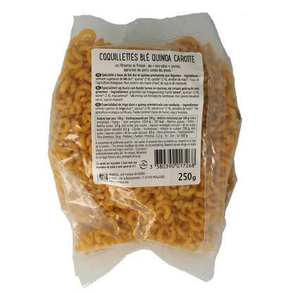 Primeal Hoorntjes tarwe quinoa wortel bio 250.00 Gram
