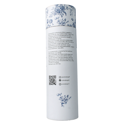 Yoko Drinkfles Toile de Jouy blue isotherm 500ml 1.00 Stuks