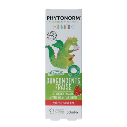 Phytonorm Dragondent tandpasta kind aardbei 50.00 Milliliter