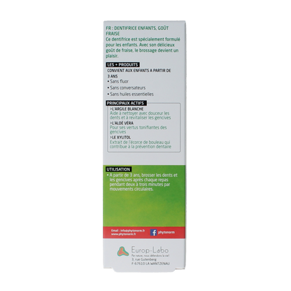 Phytonorm Dragondent tandpasta kind aardbei 50.00 Milliliter