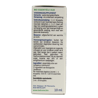 Ladrome Jeneverbes olie bio 10 Milliliter