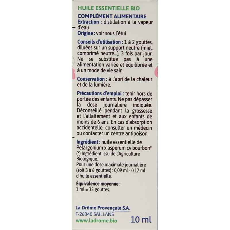 Ladrome Roos geranium olie bio 10 Milliliter