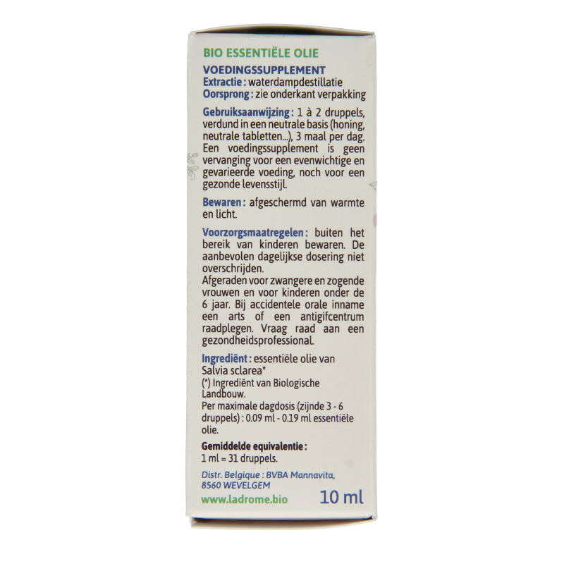 Ladrome Scharlei olie bio 10 Milliliter