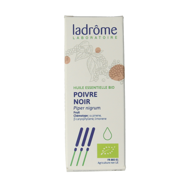 Ladrome Zwarte peper olie bio 10 Milliliter