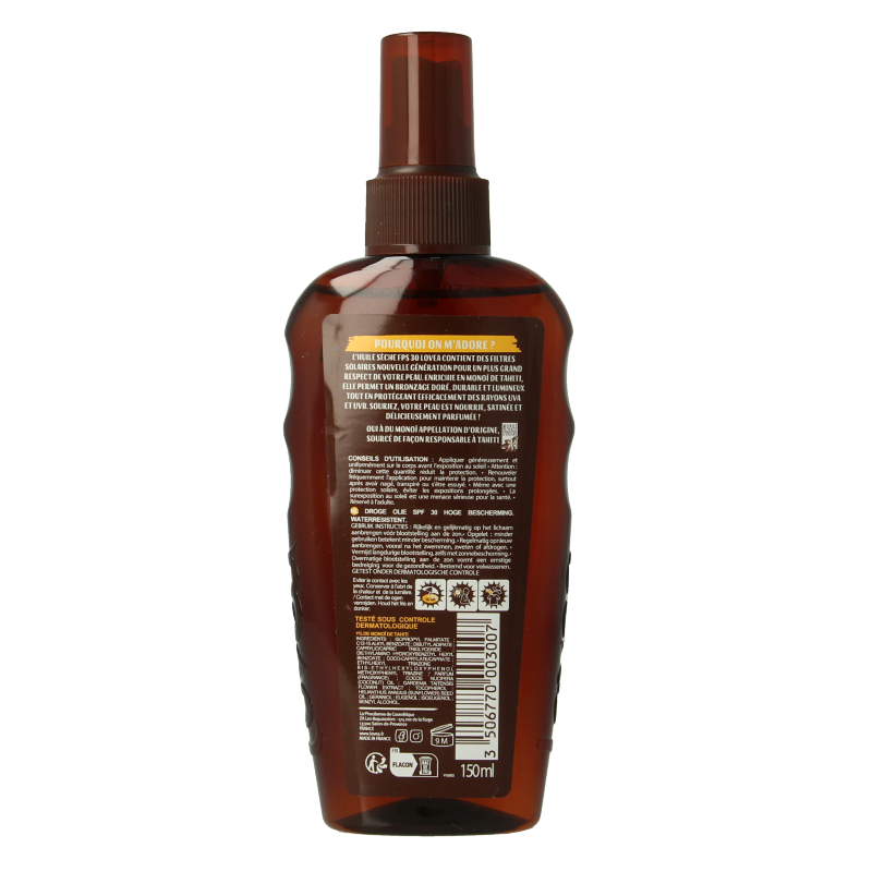 Lovea Dry oil high protect tahiti monoi SPF30 150 Milliliter