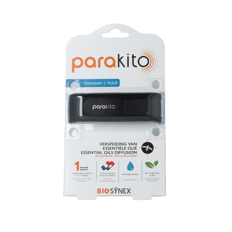 Parakito Anti mug armband volwassenen zwart 1 Stuks